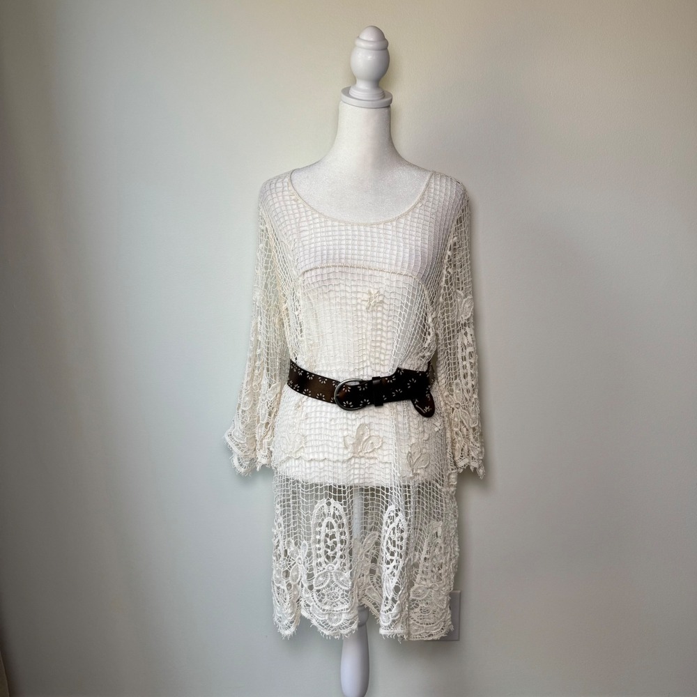 Solitaire Swim Crochet Dress Coverup size Medium Festival Knit Beach Boho